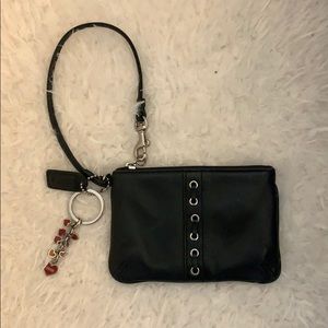coach leather laced wristlet WITH KEYCHAIN